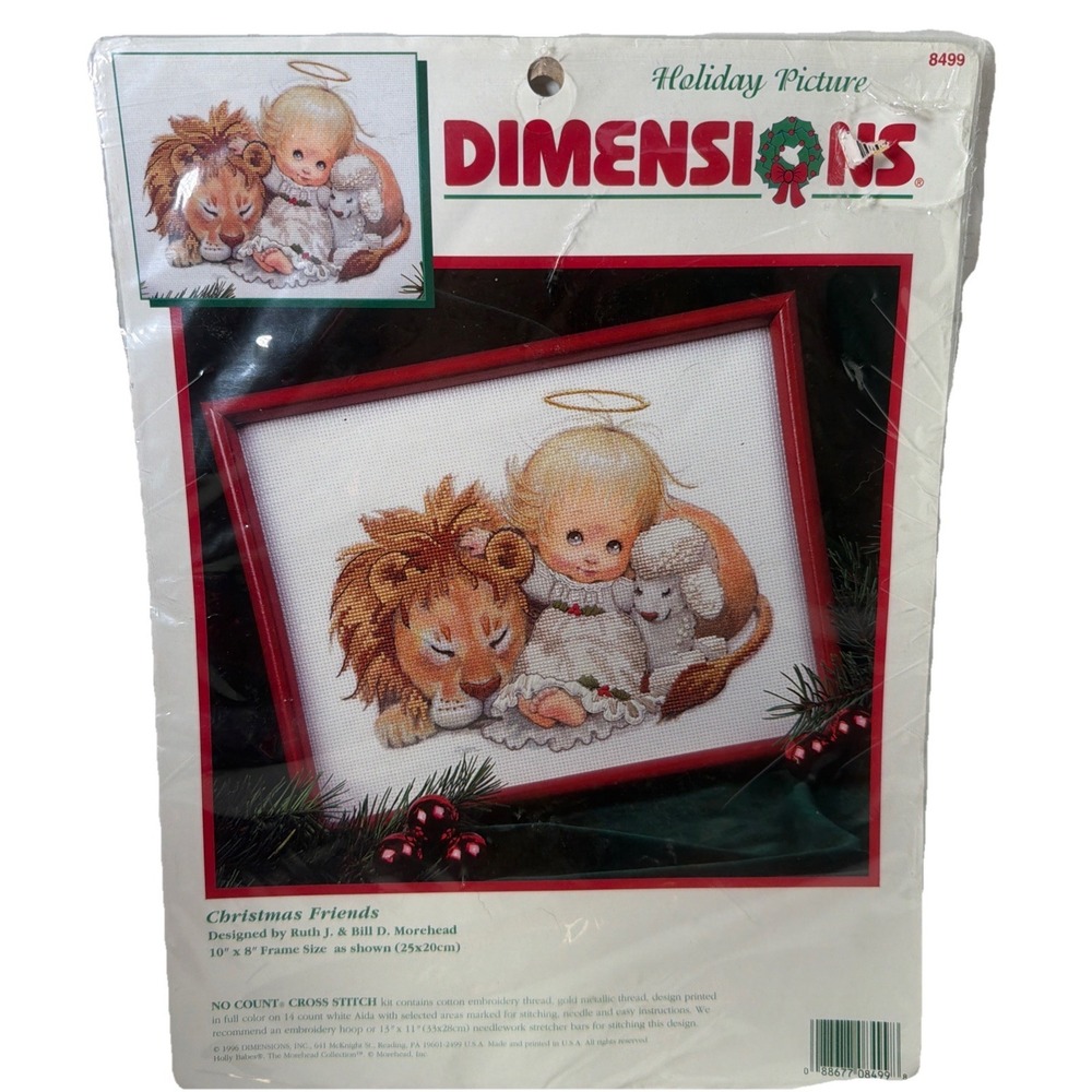 Vintage 1996 Dimensions Holiday Picture Christmas Friends Cross Stitch NIP 8499